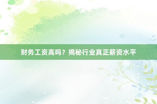 财务工资高吗?揭秘行业真正薪资水平